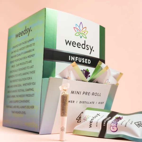 box of infused Weedsy pre-rolls